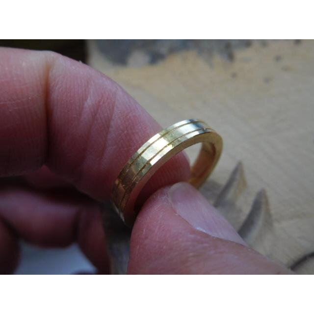 結婚指輪 k18 18金 18k ゴールド【鍛造】シンプル 甲丸リング 3mm ヘアライン ヘアーライン