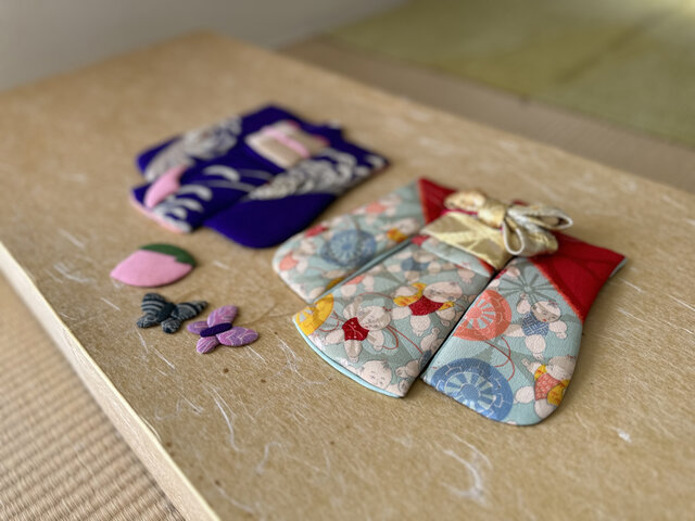 押絵着物 紫とブルー | iichi 日々の暮らしを心地よくするハンドメイド