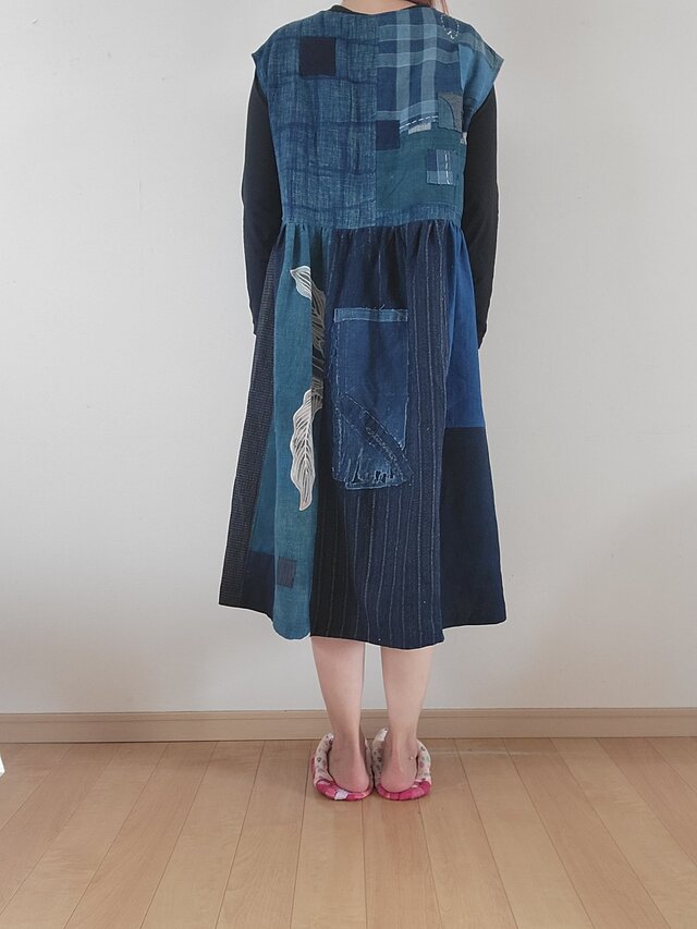着物リメイク 古布 手作り BORO パッチ ジャンパースカート | iichi
