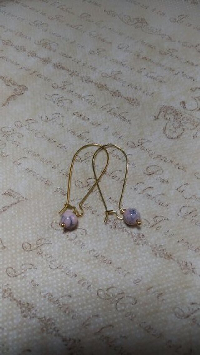 天然石ピンクトルマリンのイヤリング