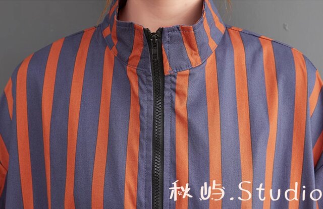 A.P.C. オレンジ ストライプ 長袖ワンピース A.P.C. オレンジ ストライプ 長袖ワンピース