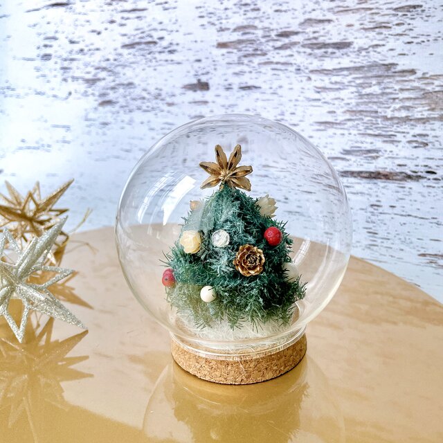 スノードーム風クリスマスツリー /プリザーブドフラワー/クリスマス 