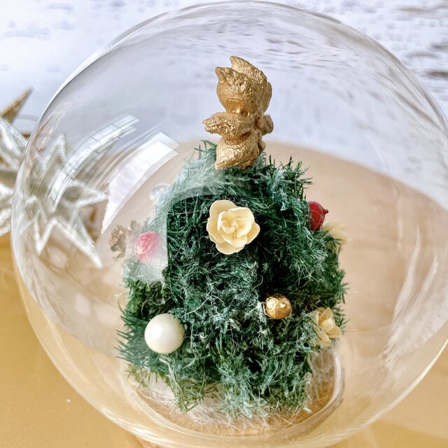 スノードーム風クリスマスツリー /プリザーブドフラワー/クリスマス