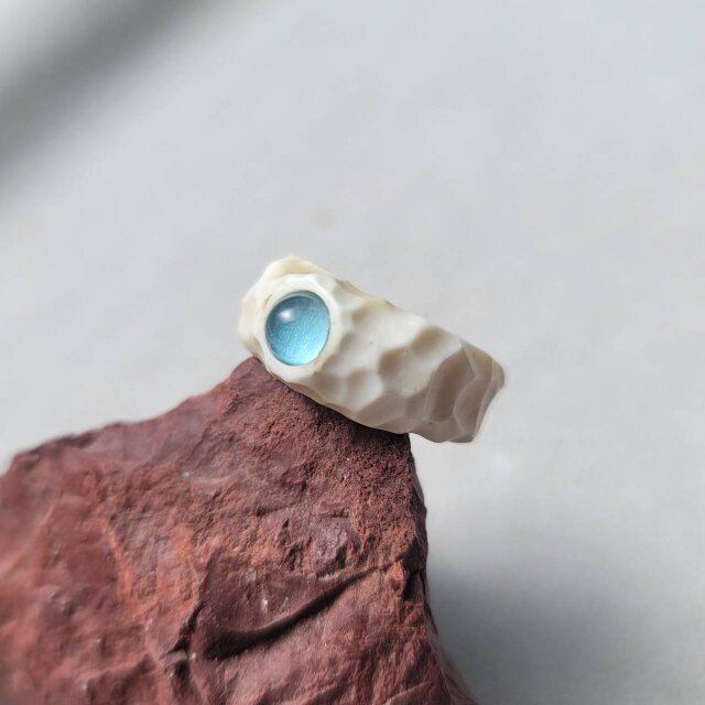 鹿の角 ブルートパーズのリング 約14,5号