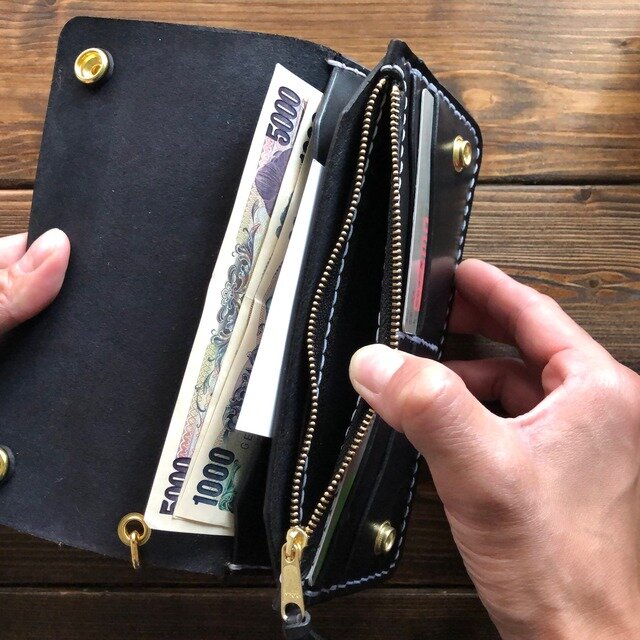 Trucker Wallet 2層 丸染めBLACK】 | iichi 日々の暮らしを心地よく