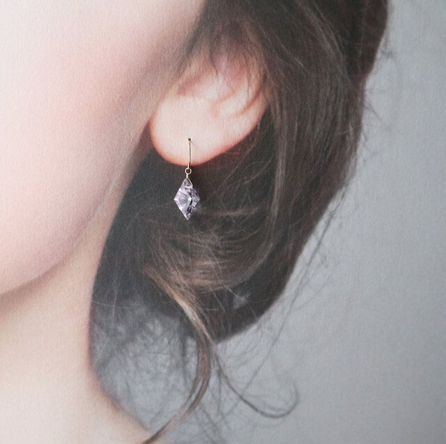 14kgf】ブラジル産！ピンクアメジストの一粒ピアス(コンケーブカット