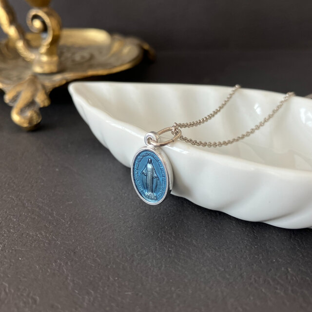 [フランス奇跡のメダイ] necklace - blue agate