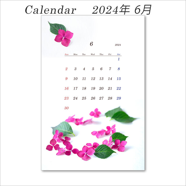 2024年 花のカレンダー （はがきサイズ：縦置き） 12か月分 1セット | iichi  日々の暮らしを心地よくするハンドメイドやアンティークのマーケットプレイス