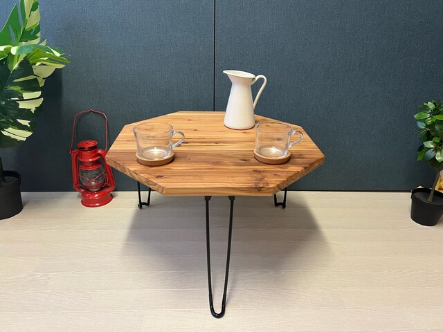 【送料無料】 ローテーブル 8角 60cm スギ ナチュラル 折りたたみ黒脚 送料無料】 ローテーブル 8角 60cm スギ ナチュラル 折りたたみ