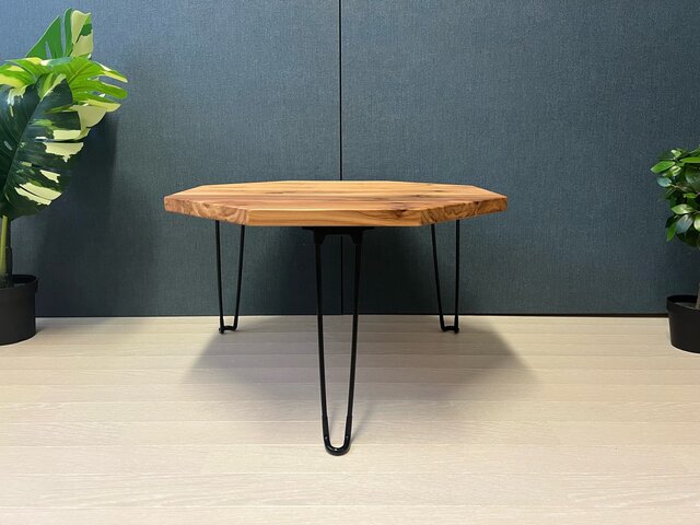 送料無料】 ローテーブル 8角 60cm スギ ナチュラル 折りたたみ黒脚