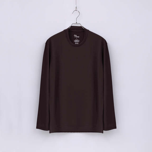 【ユニセックス】C HIGH END メリノウール長袖Ｔシャツ　(601ダークブラウン　Sサイズ)