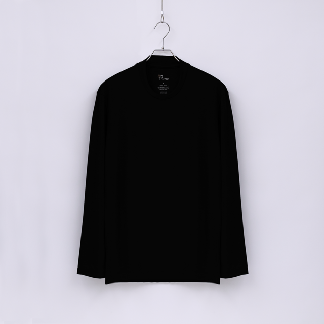 【ユニセックス】C HIGH END メリノウール長袖Ｔシャツ　(10ブラック　Sサイズ)