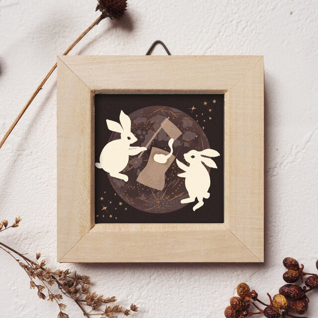 ミニ額＊餅つき兎