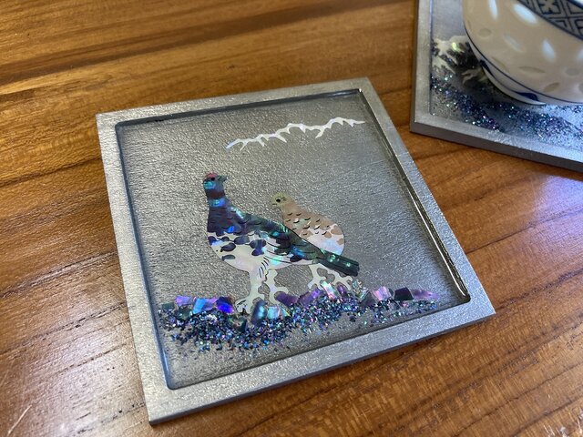 天然石 象嵌細工コースターセット（6枚組） インド ハンドメイド 美術工芸品 天然石 象嵌細工コースターセット（6枚組） インド ハンドメイド