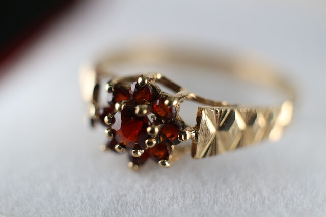 傑作 ゴールド 英国 1987年 ビンテージ ガーネット ヴィンテージ 指輪