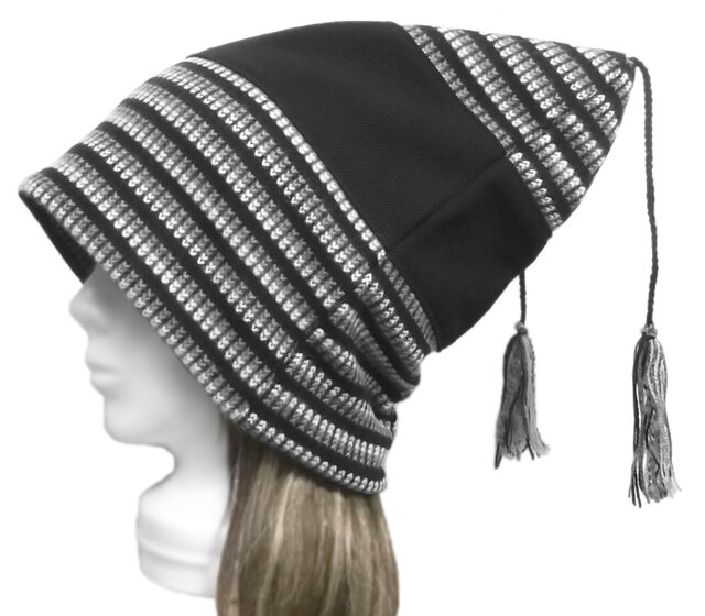 織込みボーダー フランネルニット／スクエアワッチキャップ