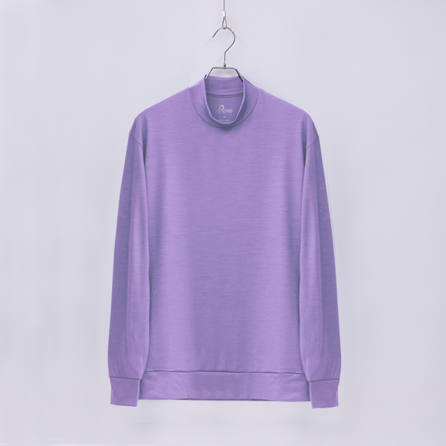 【ユニセックス】C MOCK NECK　メリノウール長袖Tシャツ　(850ラベンダー　Sサイズ)