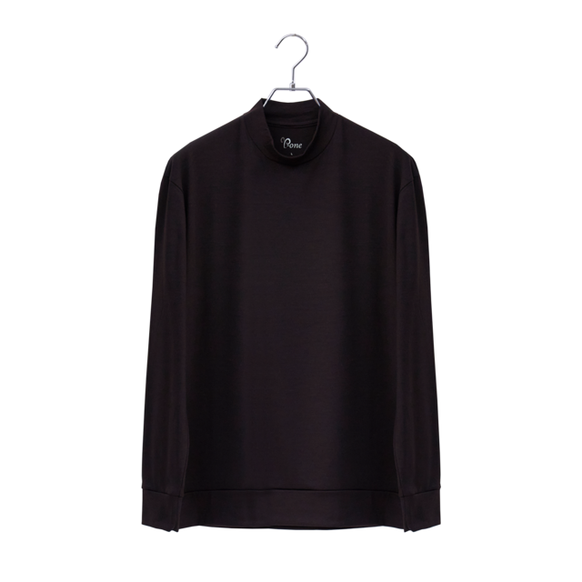 【ユニセックス】C MOCK NECK　メリノウール長袖Tシャツ　(601ダークブラウン　Sサイズ)