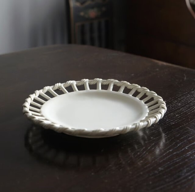 19世紀初頭 ファイアンスフィーヌ パニエ皿 平皿 φ21cm フランス 