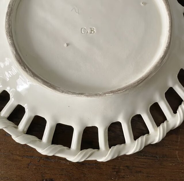 19世紀初頭 ファイアンスフィーヌ パニエ皿 平皿 φ21cm フランス 