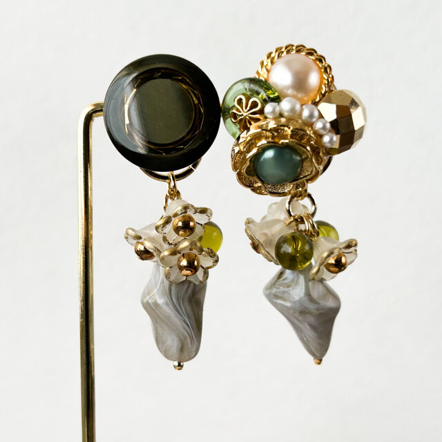 achamamaです♡ビジュー・:*ハンドメイドピアス.イヤリング♡・:* W-183 ハンドメイド☆ビジューピアス／イヤリング （【DIY