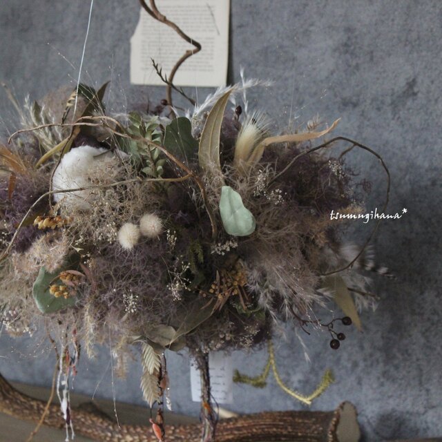 wreath「鳥のおすそわけ」№３ スモークツリーのフライングリース№３ ...