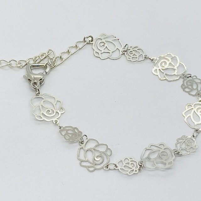 【ブレスレット】シルバー・薔薇・L型・デザインチェーン♪