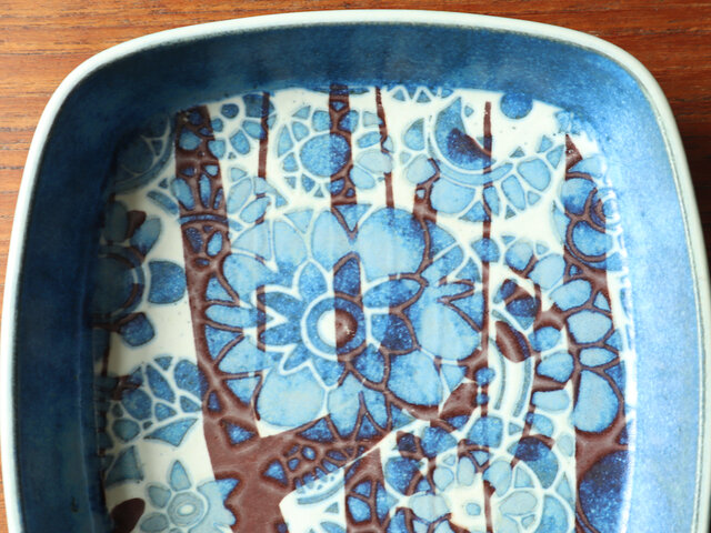 ロイヤルコペンハーゲン スクエアプレート M〈ブルー×フラワー