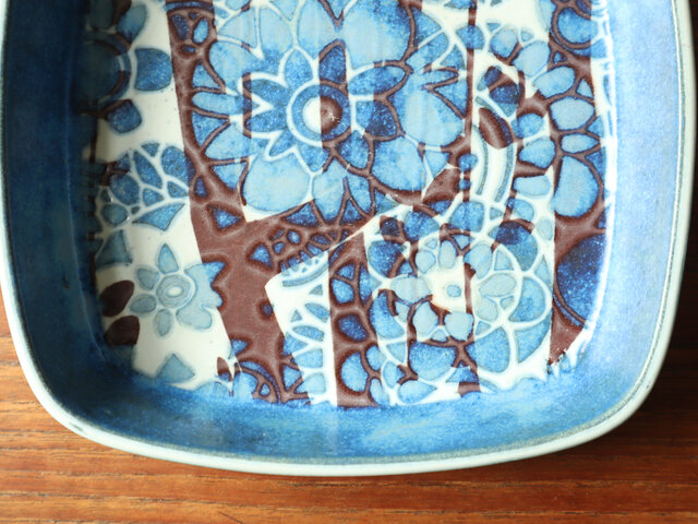 ロイヤルコペンハーゲン　スクエアプレート ロイヤルコペンハーゲン スクエアプレート M〈ブルー×フラワー