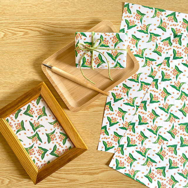 金木犀の包装紙 A4サイズ 10枚入 ラッピング デザインペーパー ブック