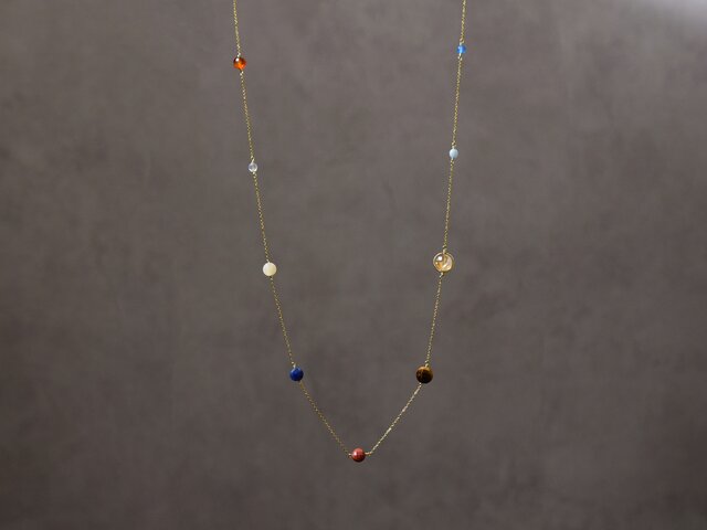 14kgf ロングネックレス】宇宙 惑星 天然石・かぶってつけれる 60cm