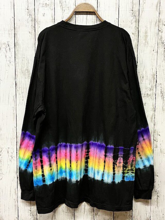 タイダイ染め 長袖Ｔシャツ XLサイズ ブルー ムラ染め HIPPIES DYE