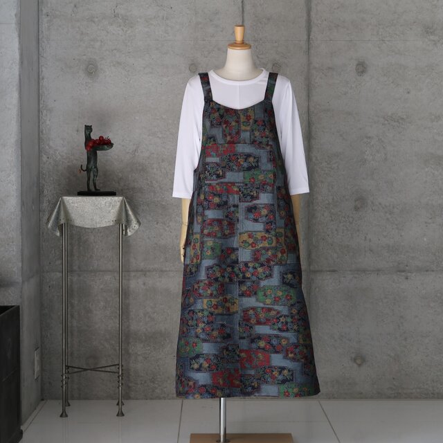着物リメイク 紬のサロペットスカート L〜LL | iichi 日々の暮らしを