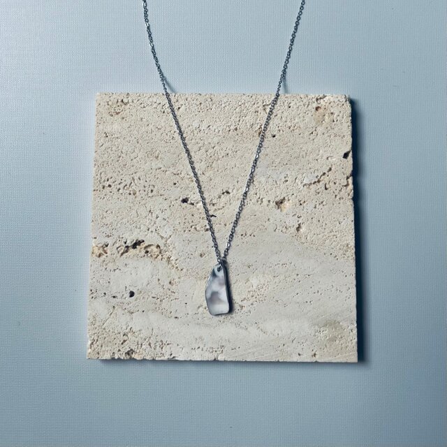 oyster shell stainless 2way tsubu necklace 牡蠣殻×銀継ぎ一粒