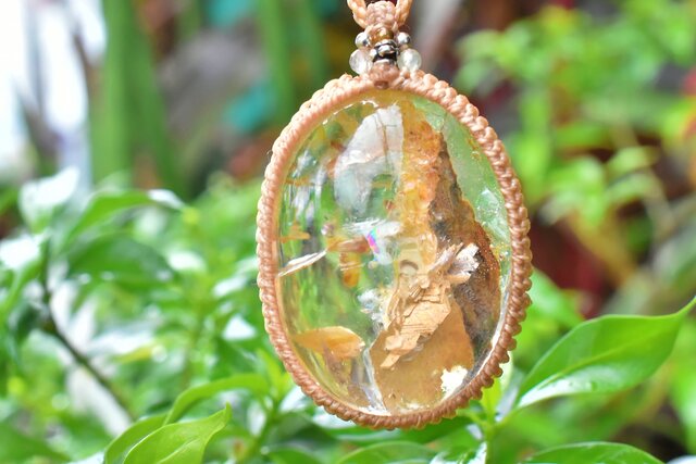 大粒　ガーデンクォーツ （水晶庭園）のマクラメ編みネックレス 大粒 ガーデンクォーツ （水晶庭園）のマクラメ編みネックレス 【公式