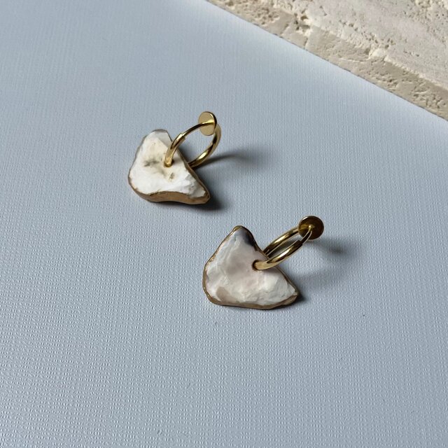 oyster shell stainless hoop earring GD 牡蠣殻×金継ぎ フープ