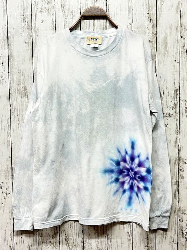タイダイ染め 長袖Tシャツ　Mサイズ 　曼荼羅 　グレー　ムラ染め HD20-42