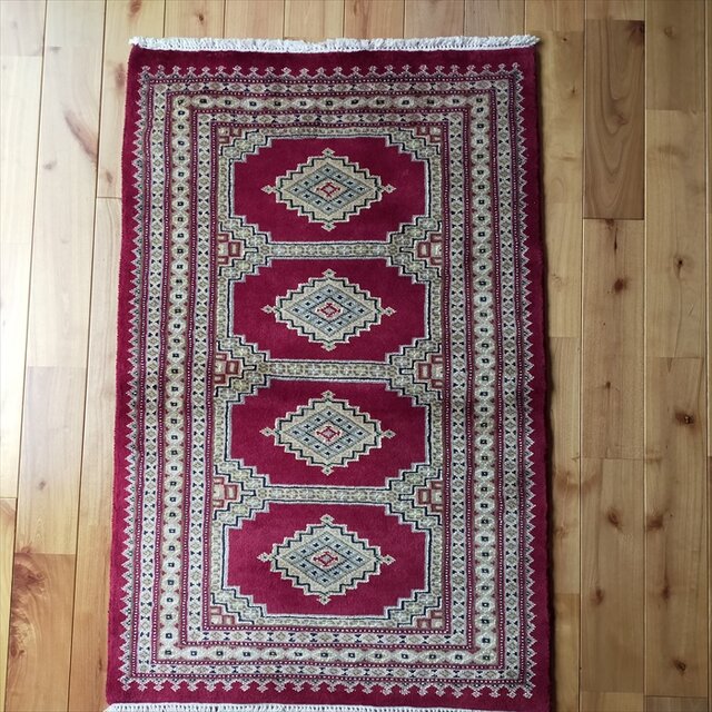 軽くて畳める手織りラグ パキスタン絨毯 玄関マット トライバルラグ 