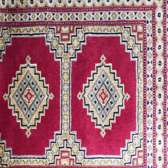 軽くて畳める手織りラグ パキスタン絨毯 玄関マット トライバルラグ