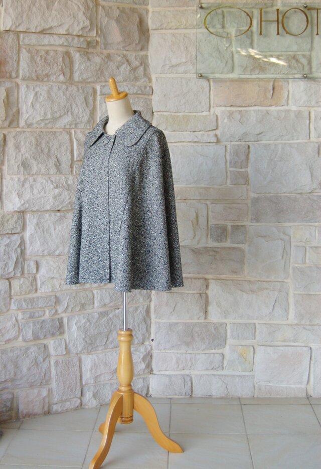 【エレガントケープコート】大理石・御影石（marble granite） シックで品がありモダンな霜降り イタリア製