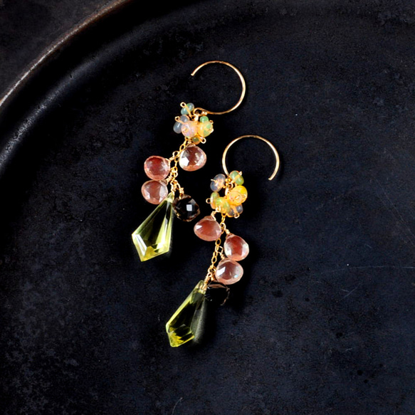 14kgf　レモンクォーツのブーケチャーム 14kgfレモンクォーツのブーケチャーム