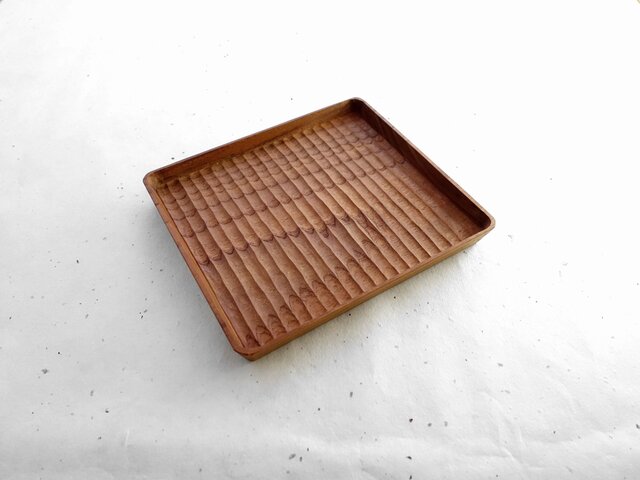 我谷盆風　隅入角盆　ケヤキ材　約32cm×約22cm 我谷盆風 隅入角盆 ケヤキ材 約32cm×約22cm 我谷盆風 隅入角盆 ケヤキ