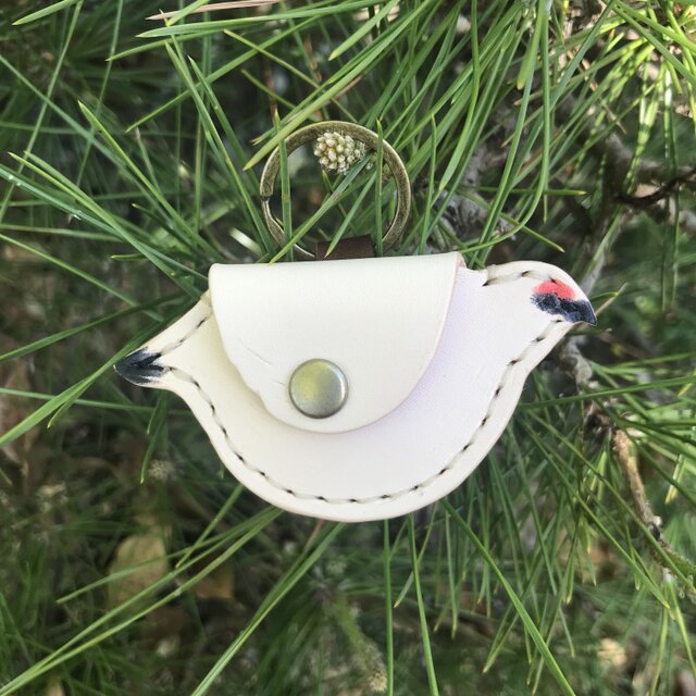 再販　本革　ライチョウ　キーホルダー