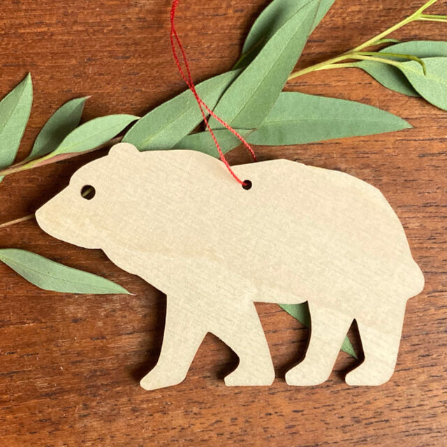 ドイツ木製 オーナメント8cm クマ 熊[HOL-25-S]クリスマス スノーフレーク ベア 白樺 オーナメント2023