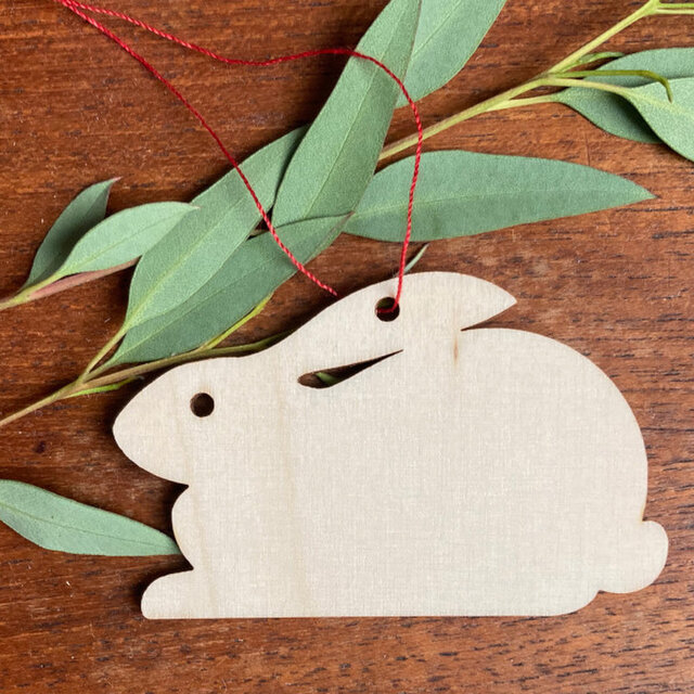 木製 オーナメント 動物 ウサギ[HOL-TI-3]クリスマス スノーフレーク