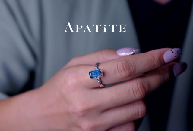 パリピブタ　リング　天然石 New Arrival☆新作☆『ネオンブルーアパタイト』☆天然石リング