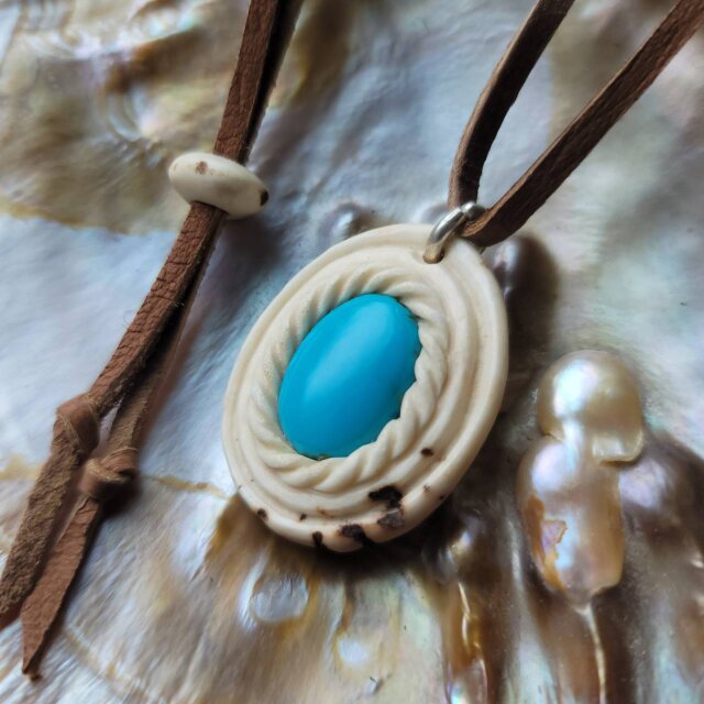 鹿の角 スリーピングビューティターコイズのペンダント#3