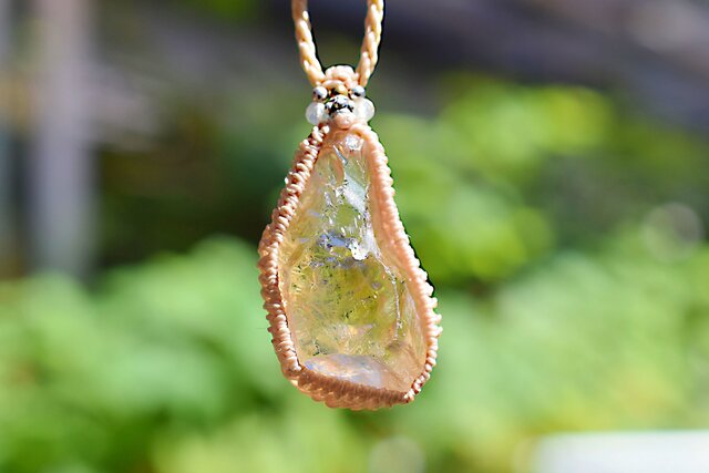 艶やかな黄金☆シトリン原石 マクラメネックレス1277 | iichi 日々の