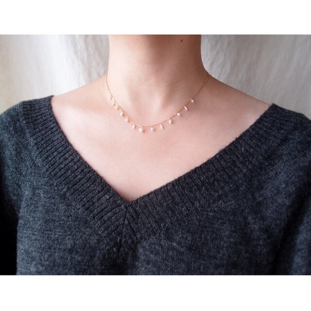 K14gf】Mix Pearl Chain Necklace／ミックスパール チェーンネックレス