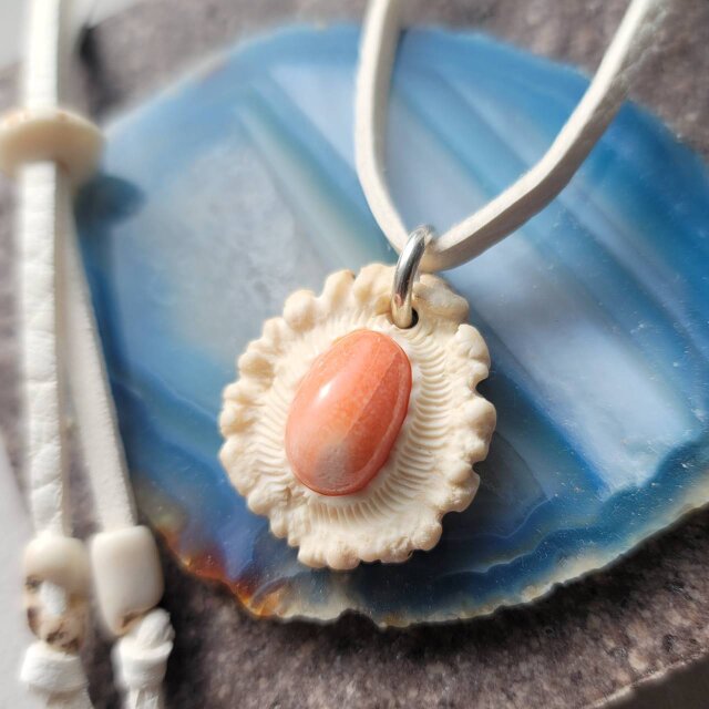 鹿の角 深海赤珊瑚のペンダント